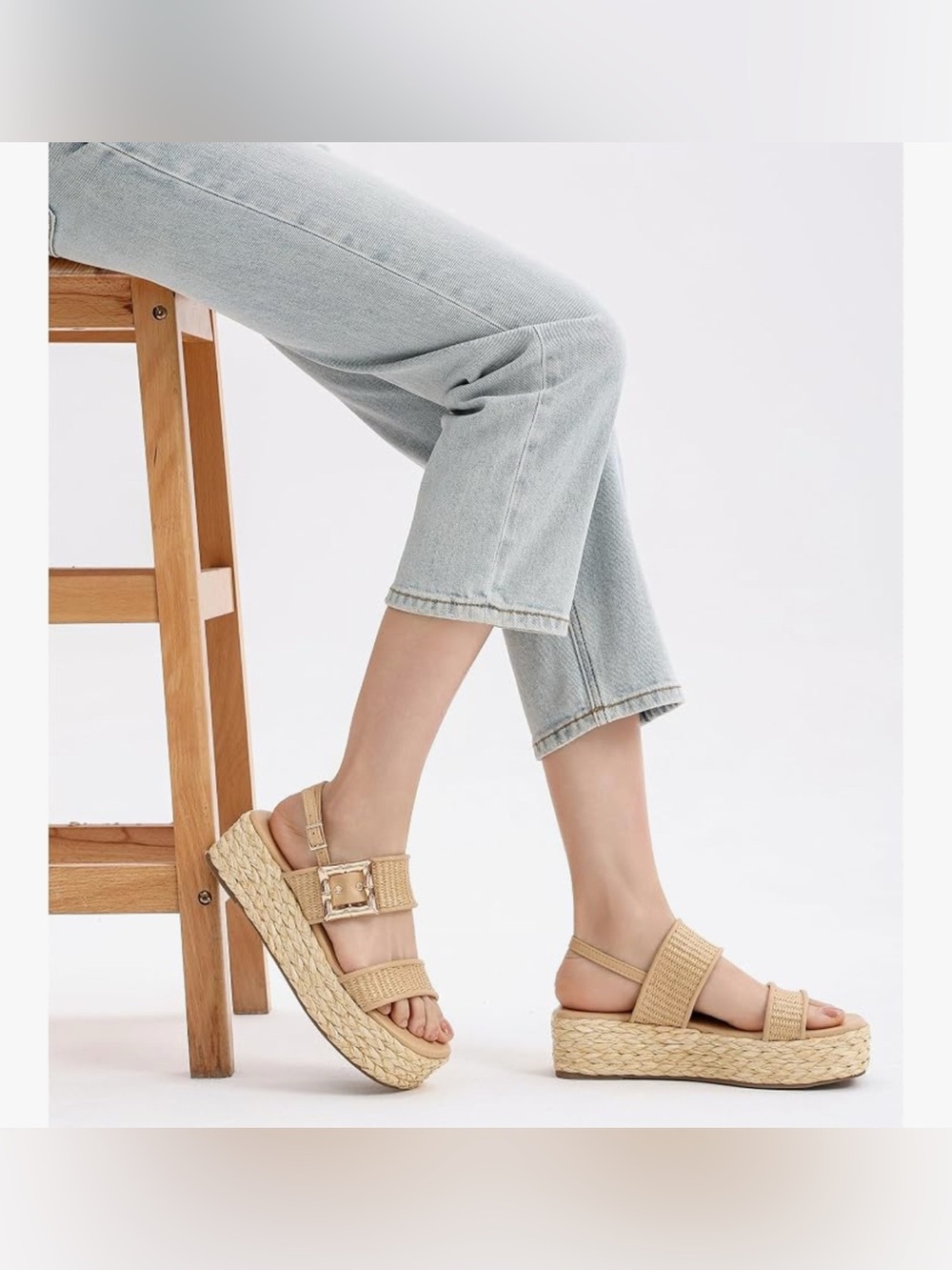 Women’s Platform Sandals Open Toe with Buckle Strap - Picture 5 of 8